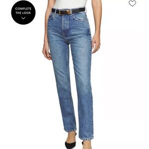 New Reformation Cynthia High-Rise Straight Leg Jeans - Blue